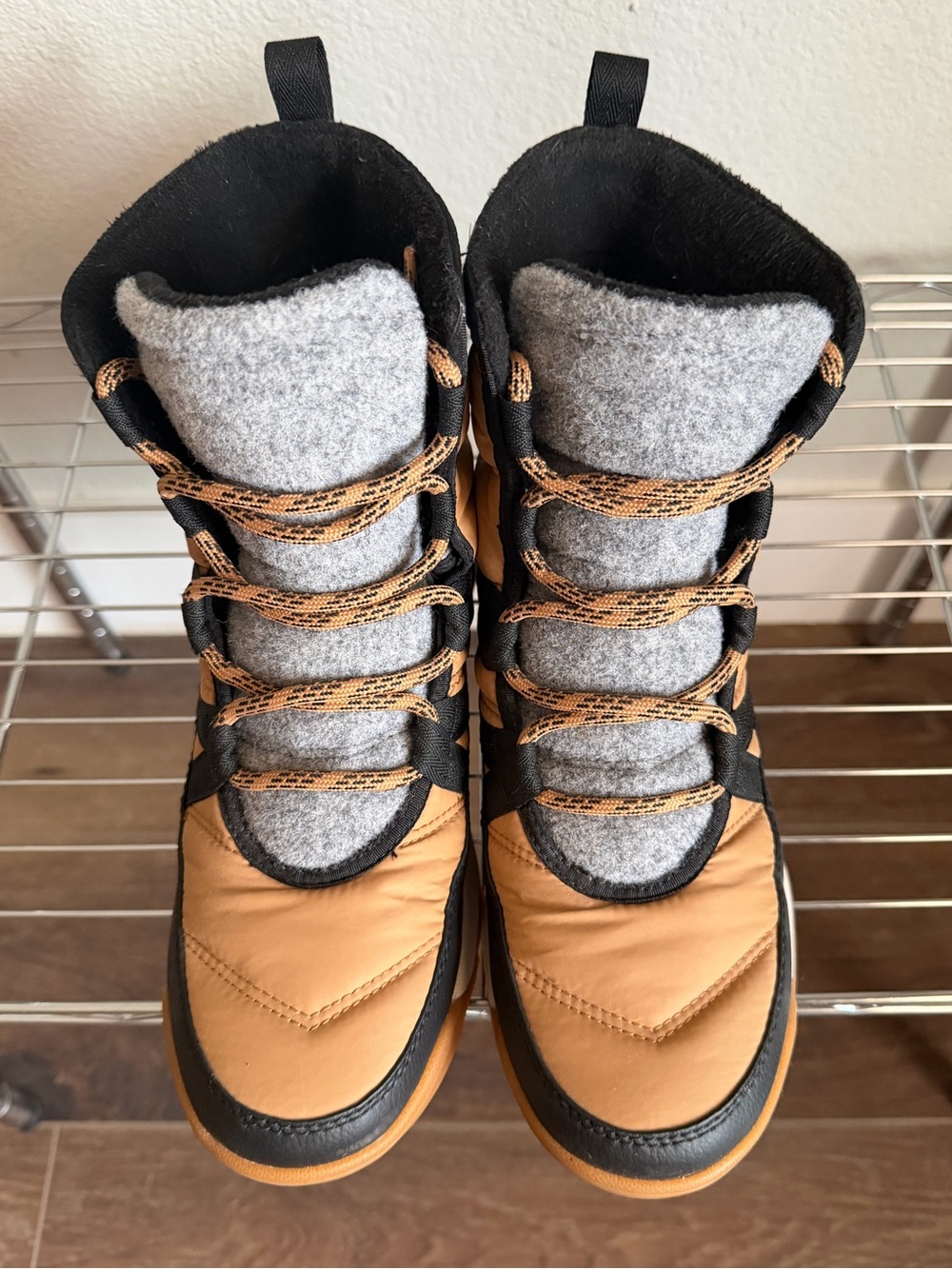 Sorel Tan and Gray Lace-Up Winter Boots